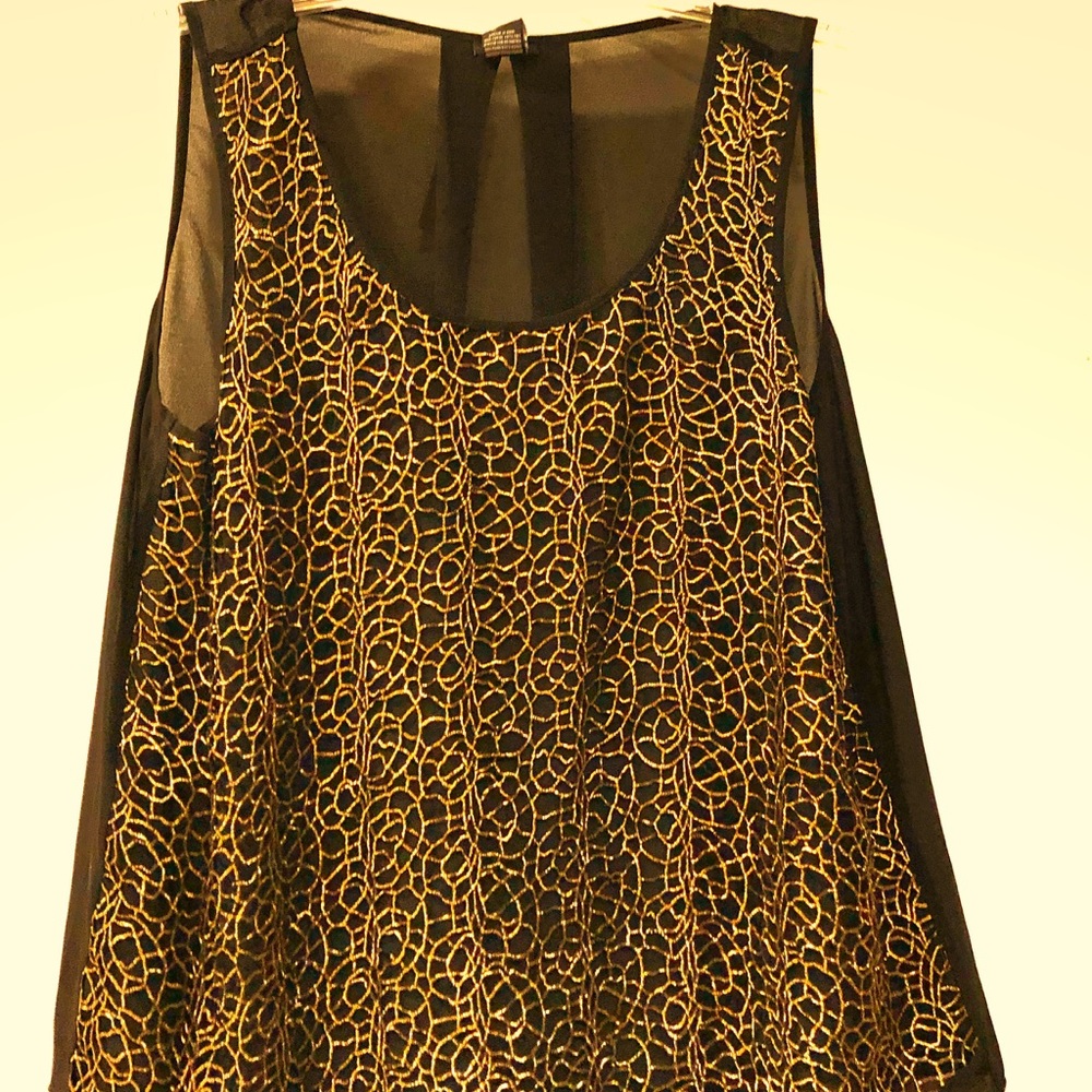 Gold Mesh top Torrid Black Chiffon. Size 1
